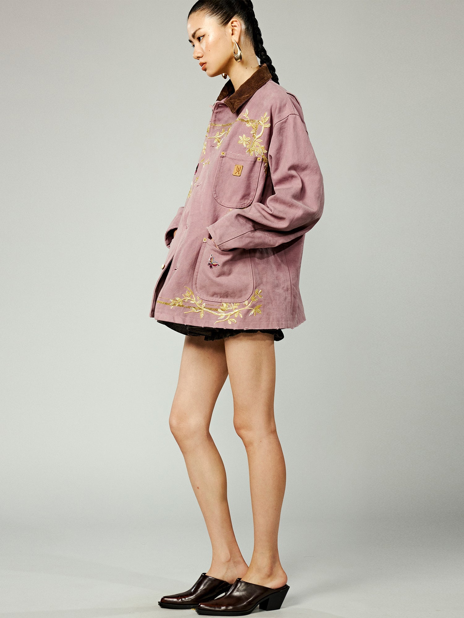 Embroidered canvas work jacket