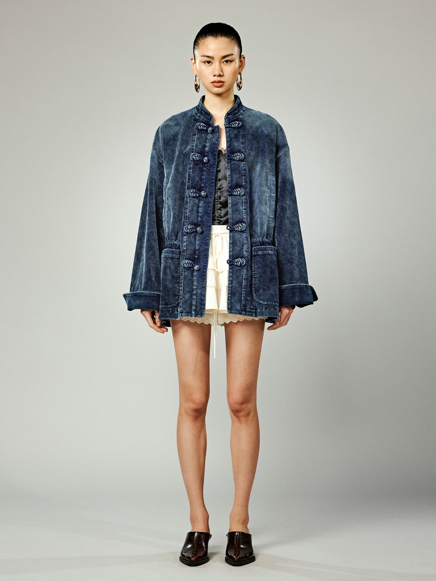 Modern Chinese-style washed corduroy jacket