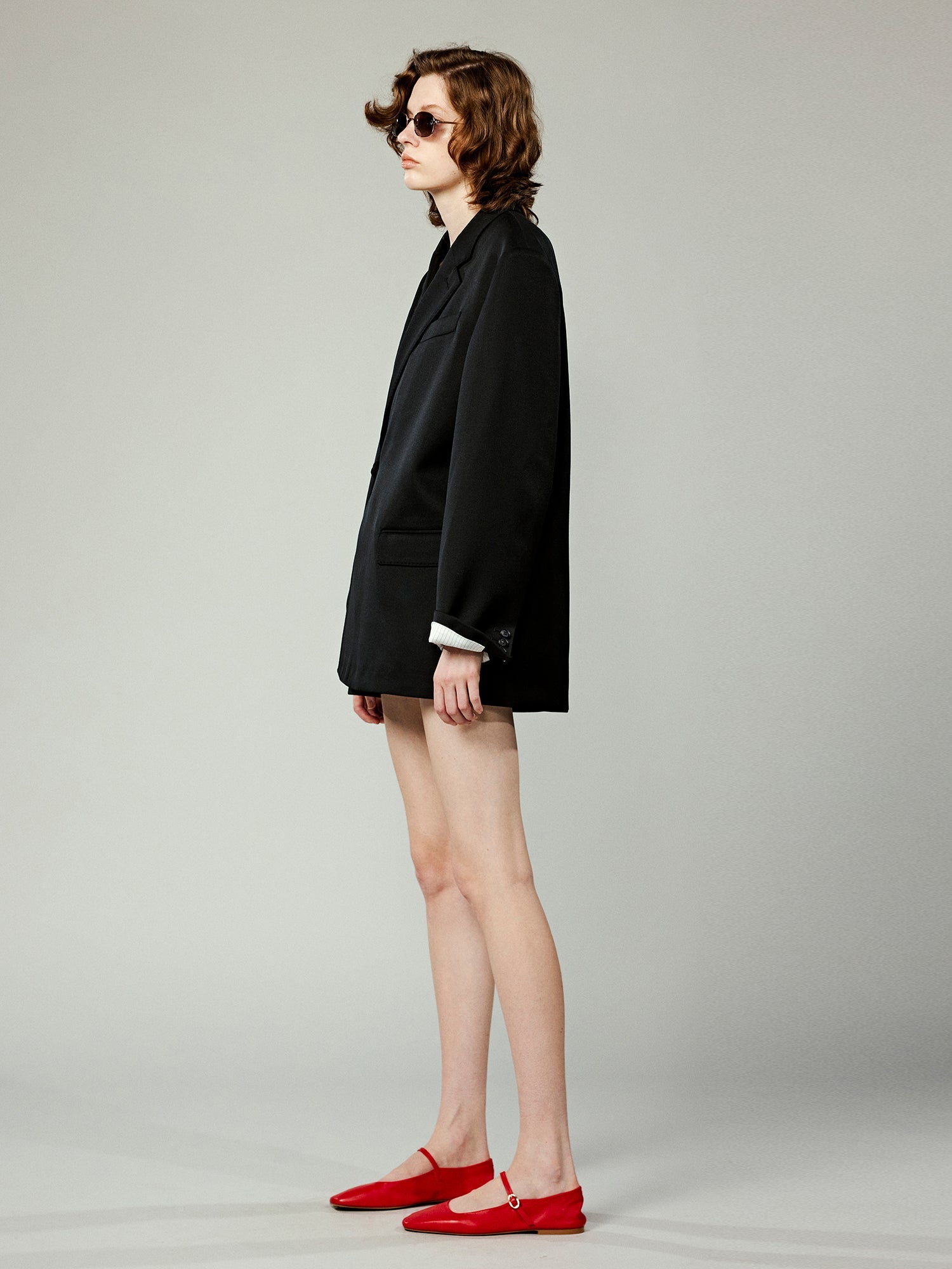 Modern chinese-style diagonal placket buttoned blazer