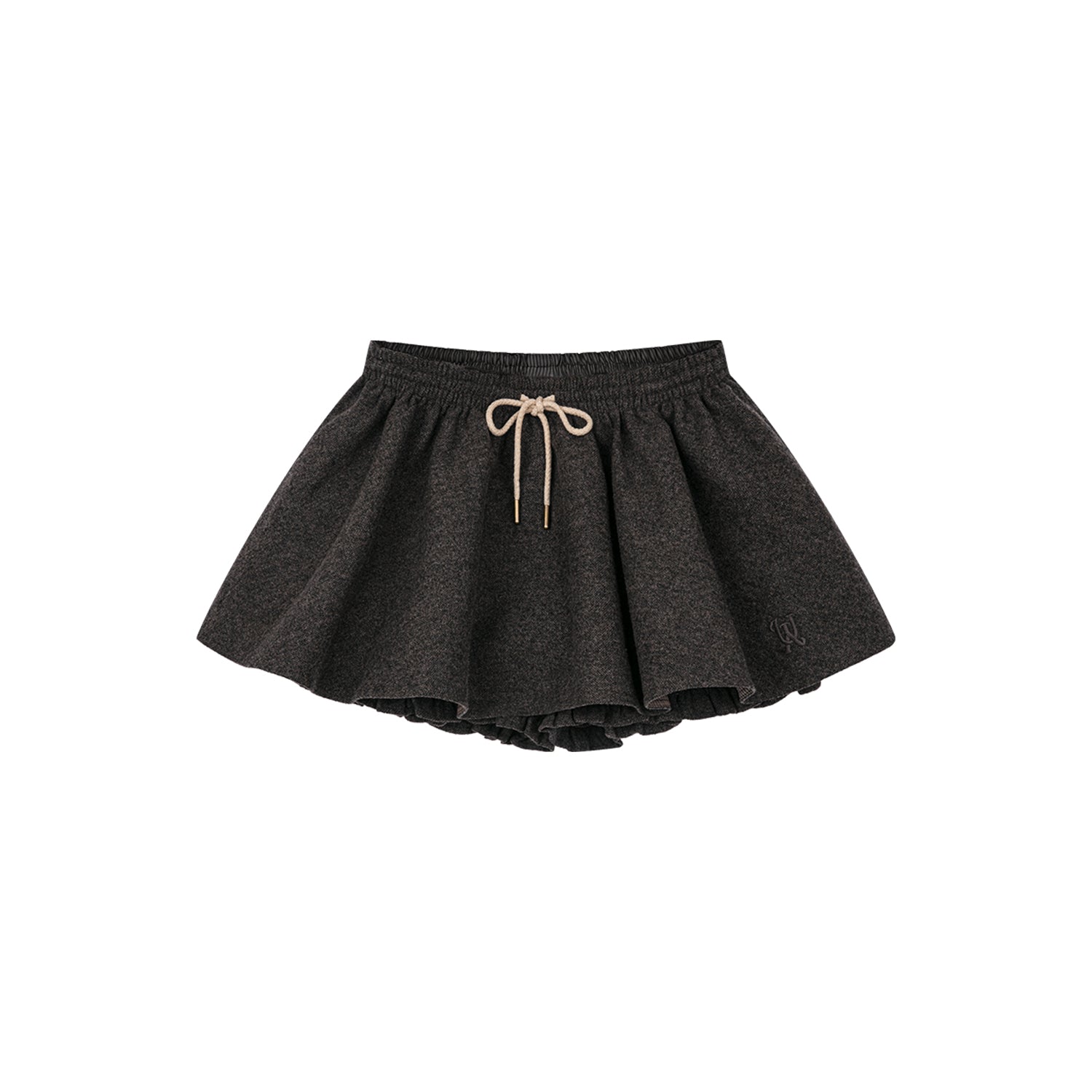 Sporty ruffle hem tweed skort in grey