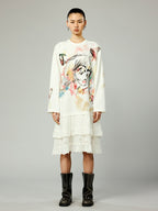 Graffiti lace patchwork dress