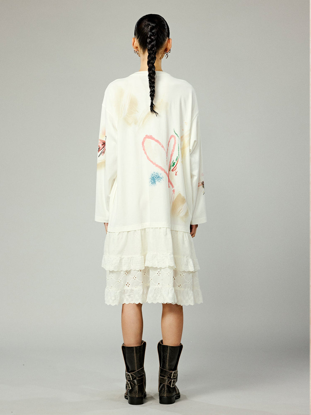 Graffiti lace patchwork dress