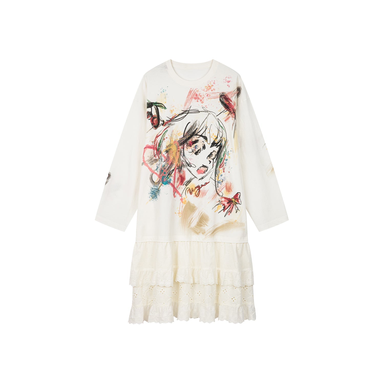 Graffiti lace patchwork dress