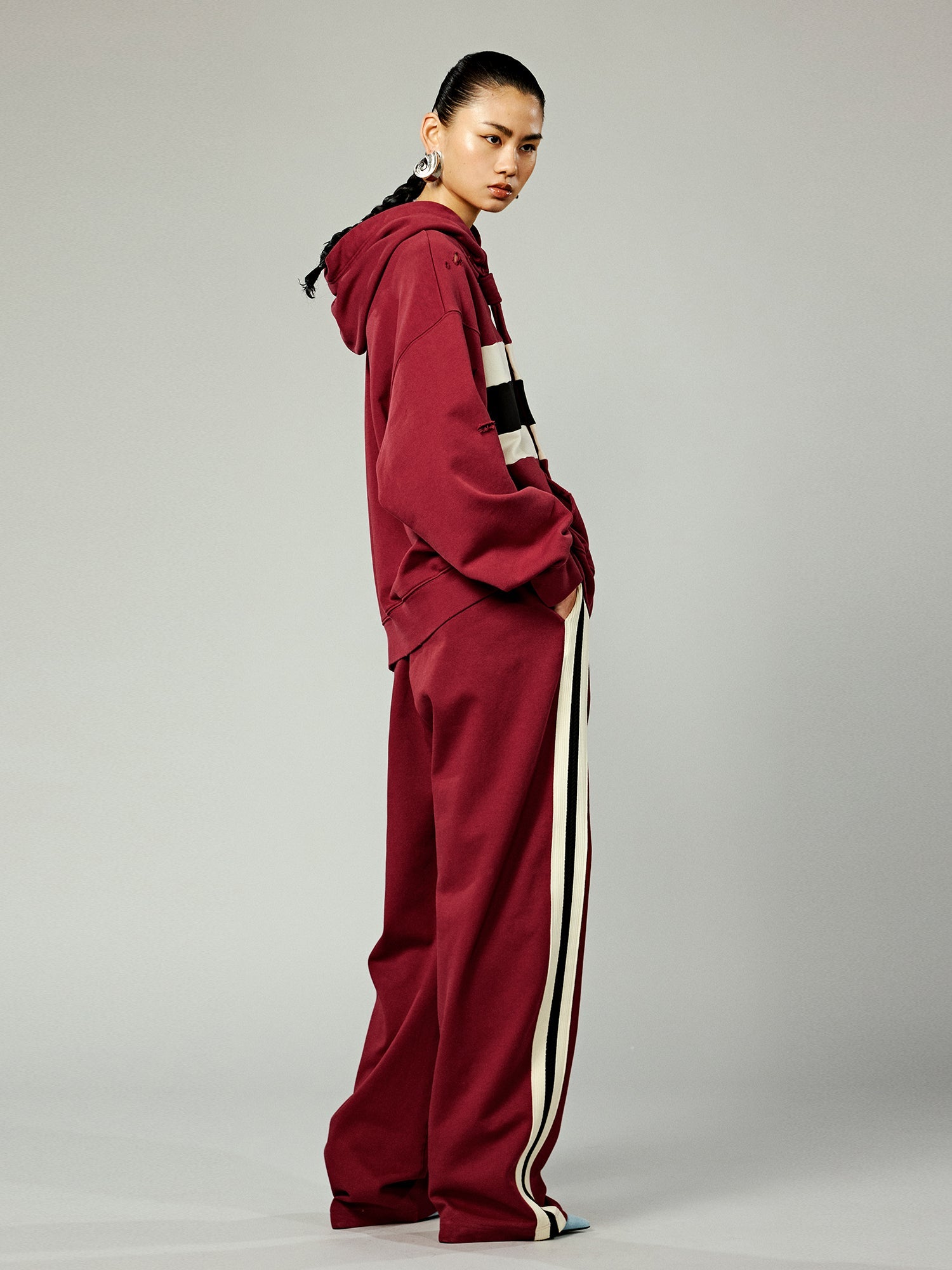 Illusion tie academy striped hoodie