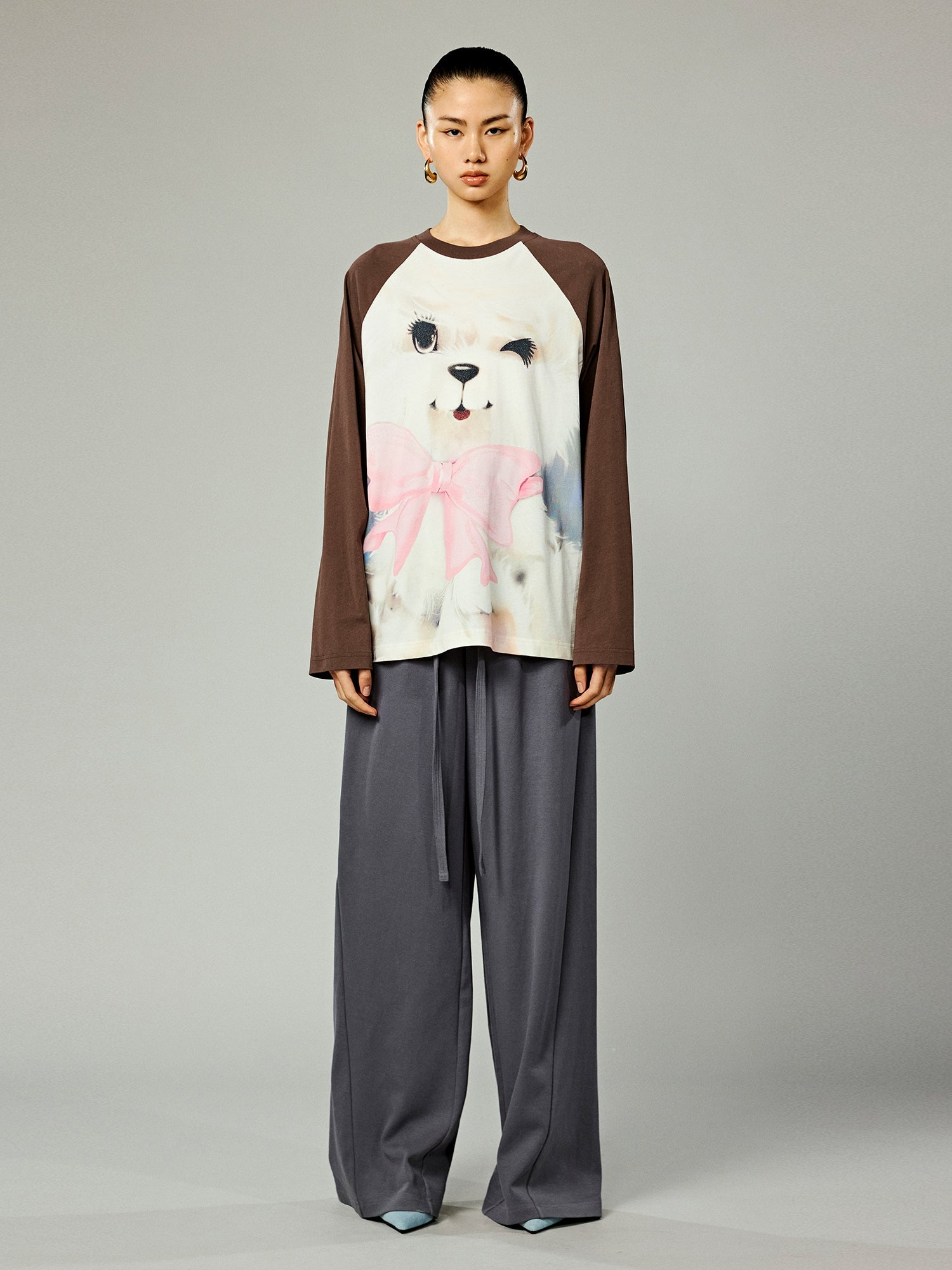 Playful dog raglan sleeve t-shirt