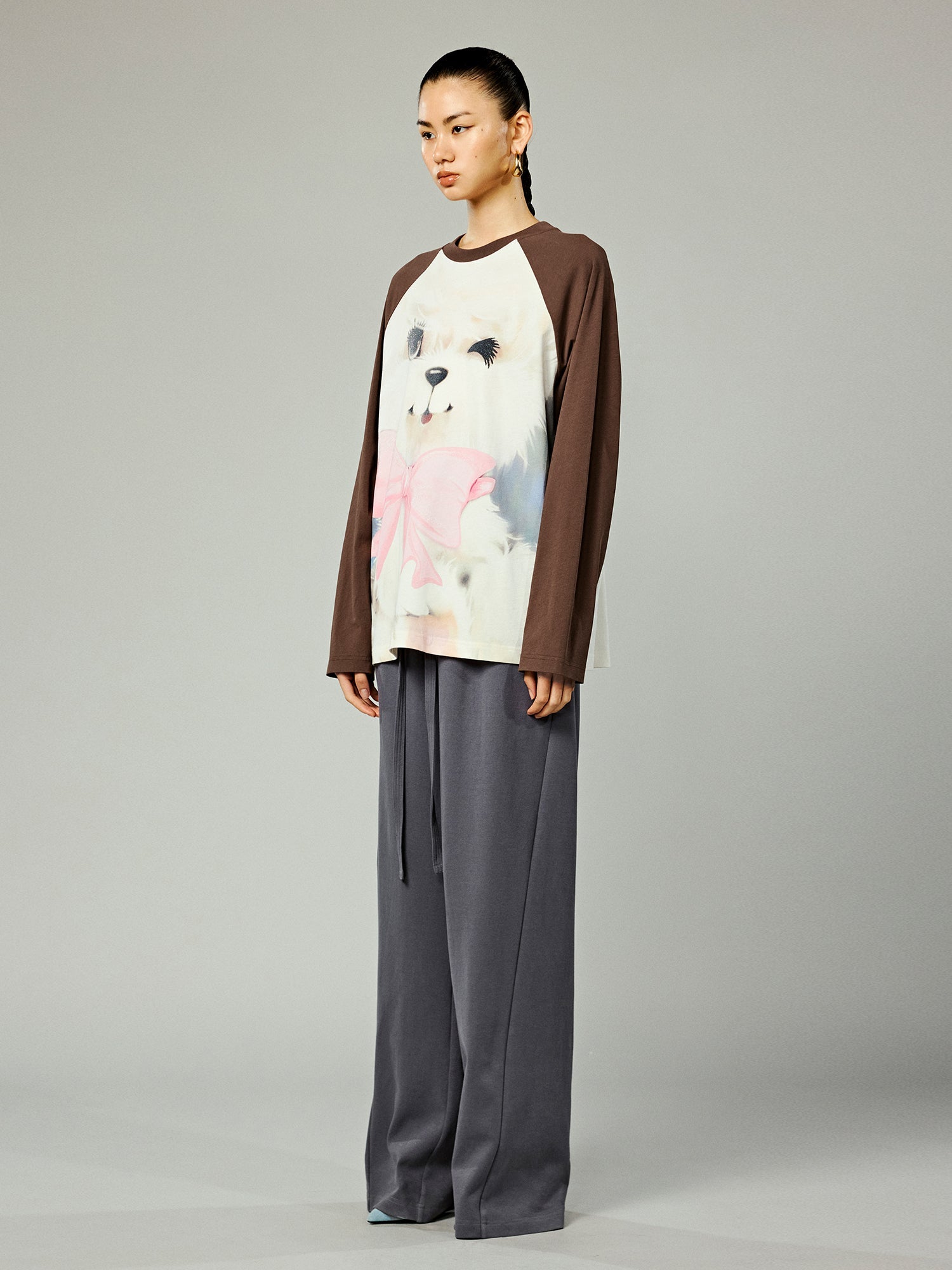 Playful dog raglan sleeve t-shirt