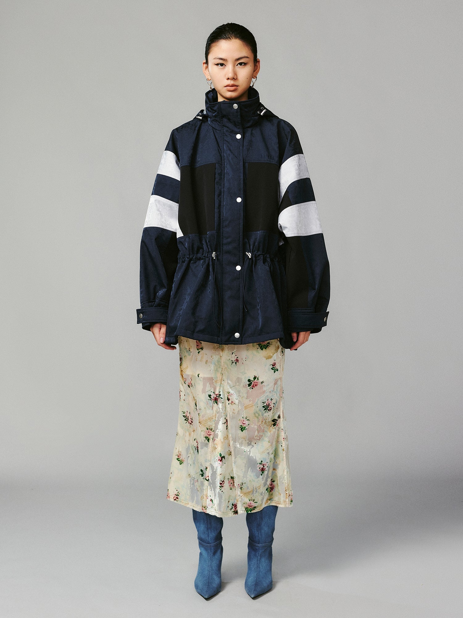 Satin utility padded parka jacket