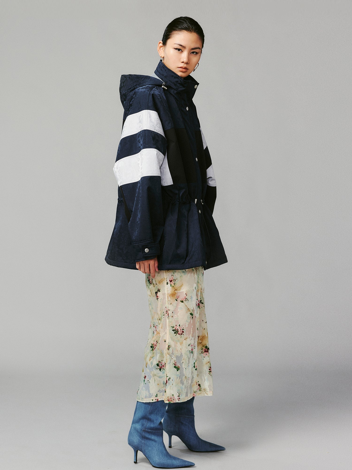 Satin utility padded parka jacket