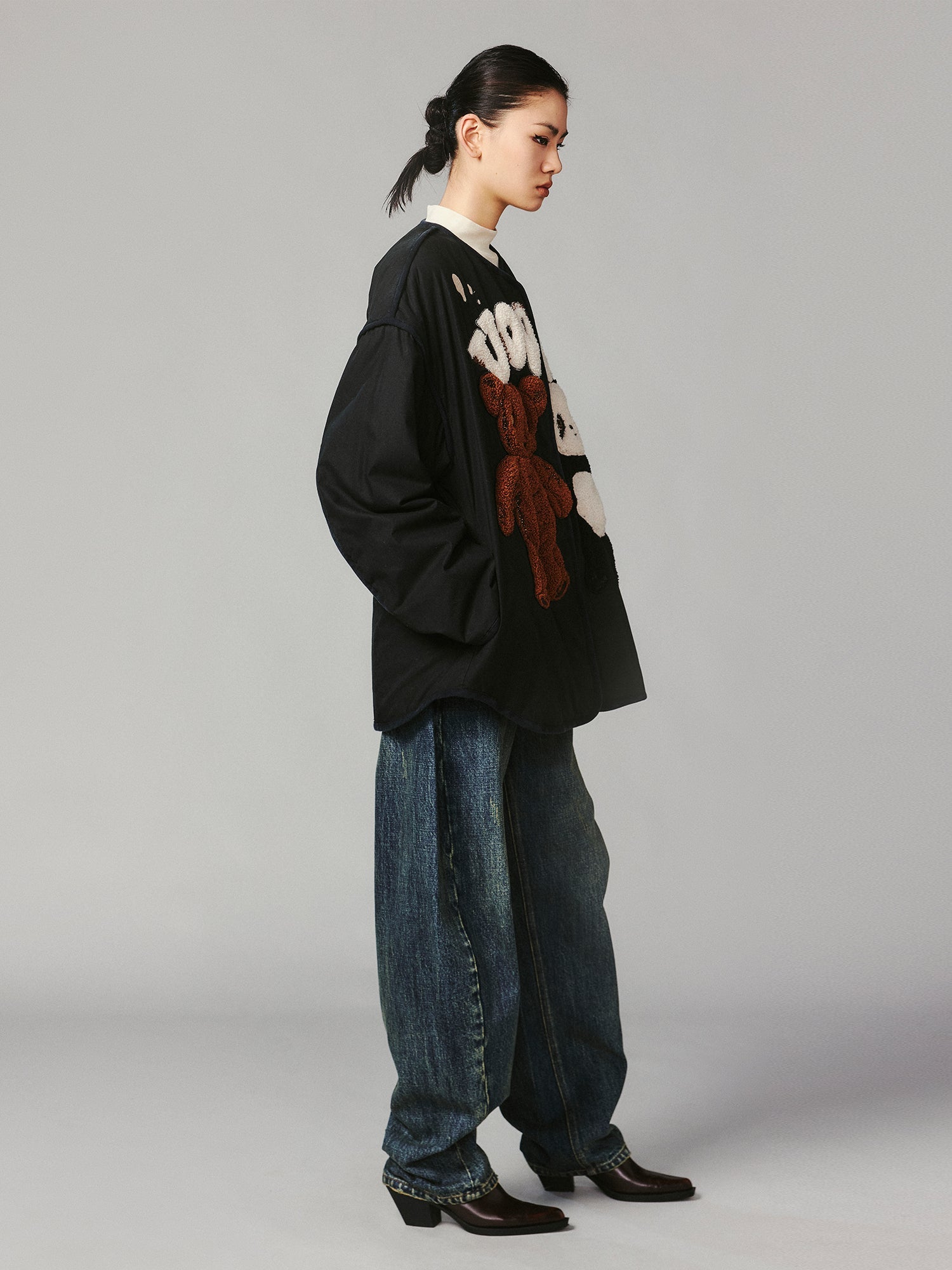 ''Panda and Bear" plush cotton jacket