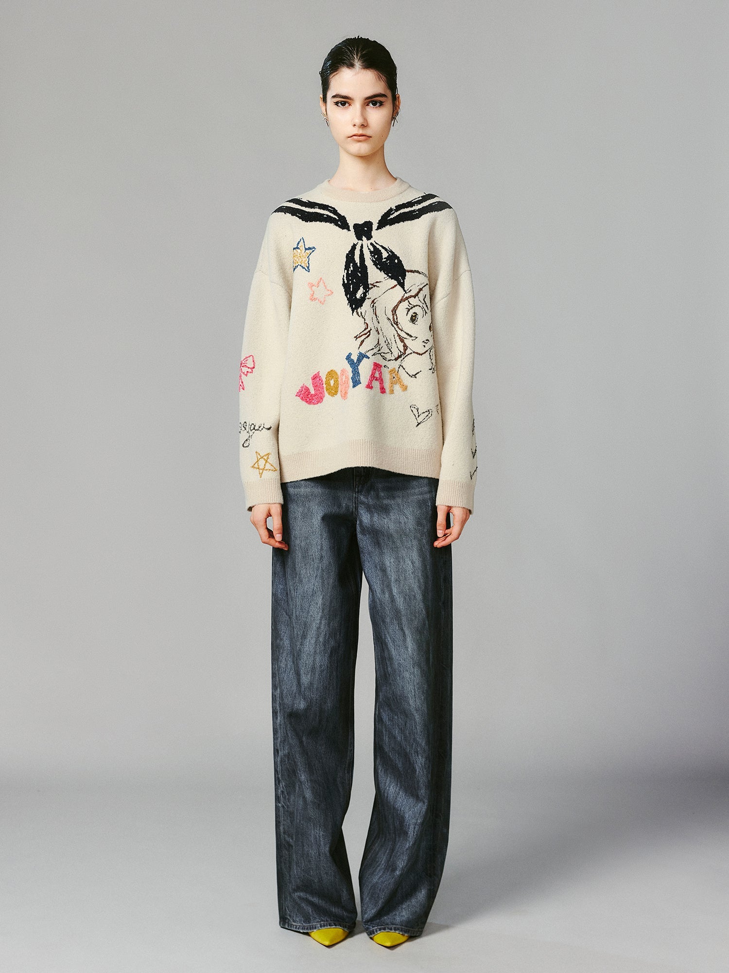 Graffiti trompe l'oeil sailor collar anime girl sweater