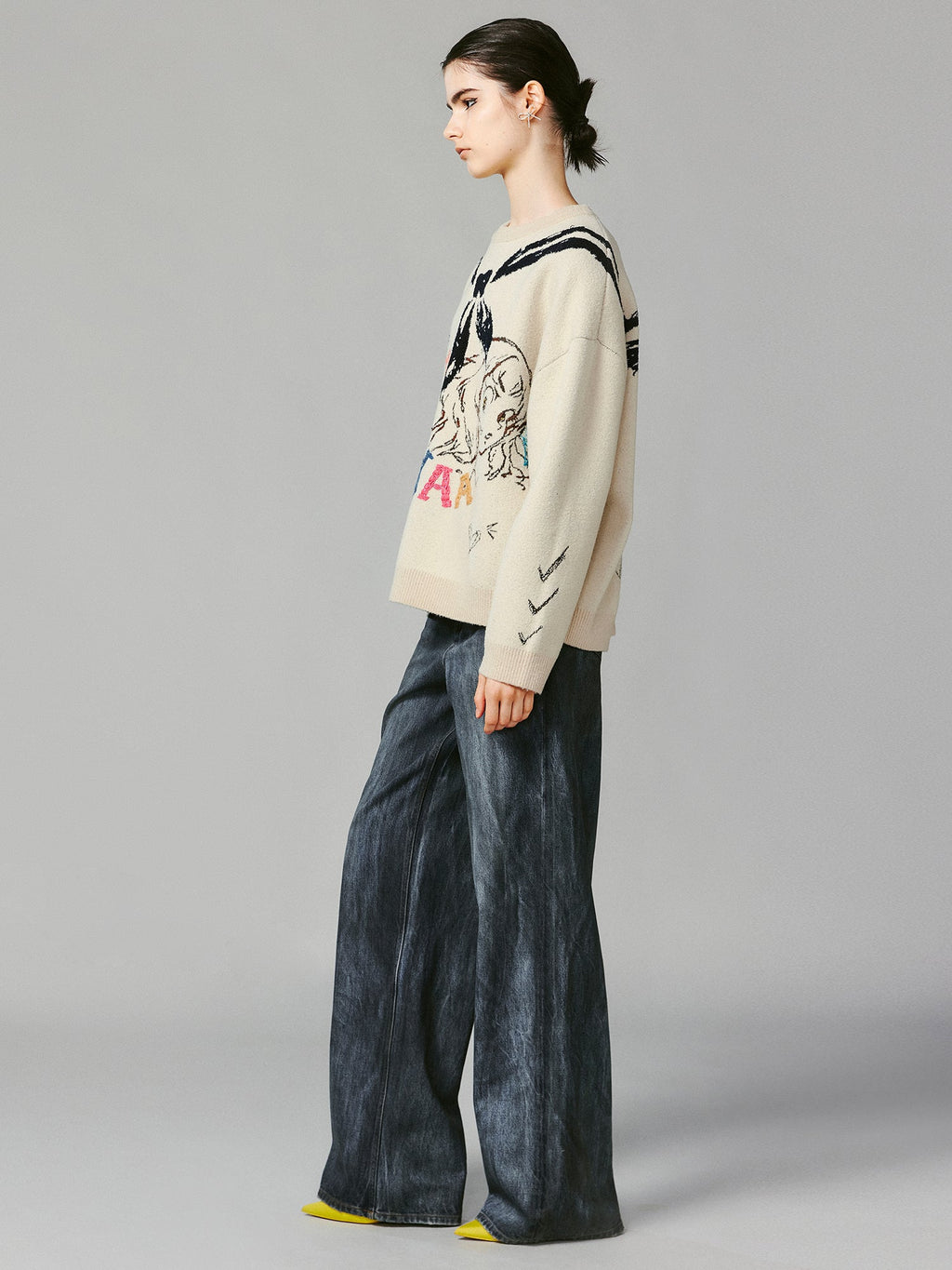 Graffiti trompe l'oeil sailor collar anime girl sweater