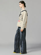 Graffiti trompe l'oeil sailor collar anime girl sweater