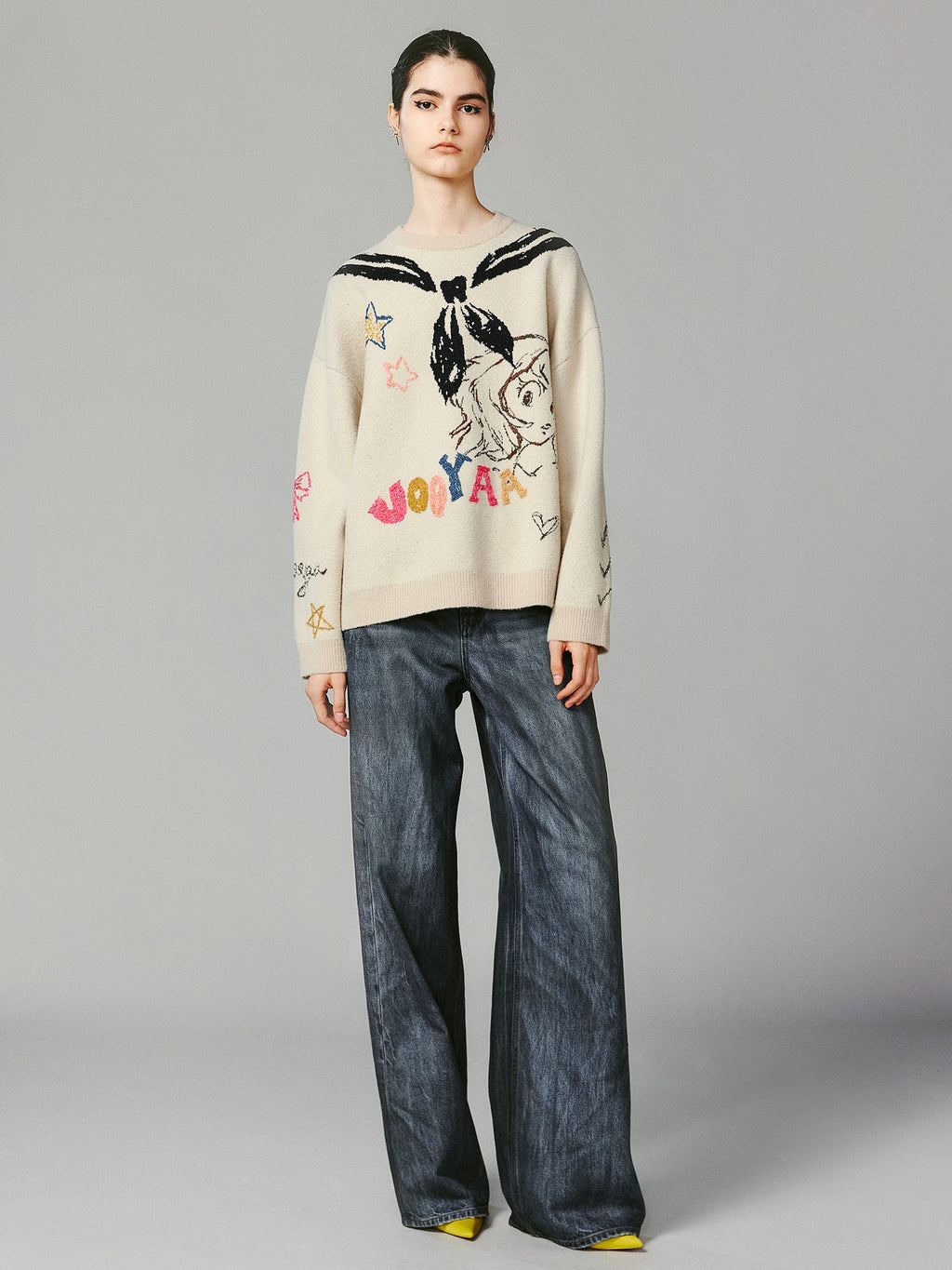 Graffiti trompe l'oeil sailor collar anime girl sweater
