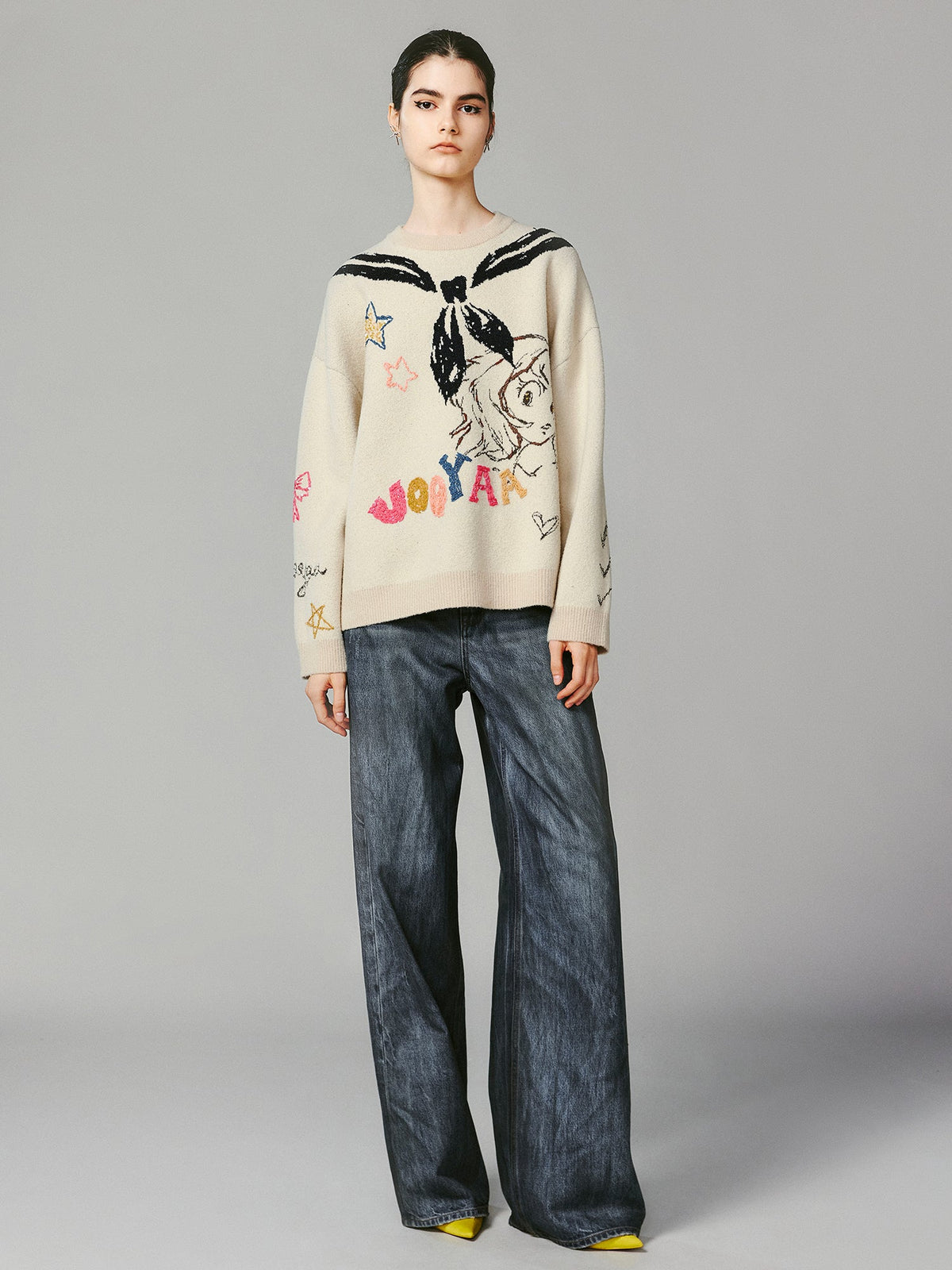 Graffiti trompe l'oeil sailor collar anime girl sweater