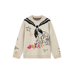 Graffiti trompe l'oeil sailor collar anime girl sweater