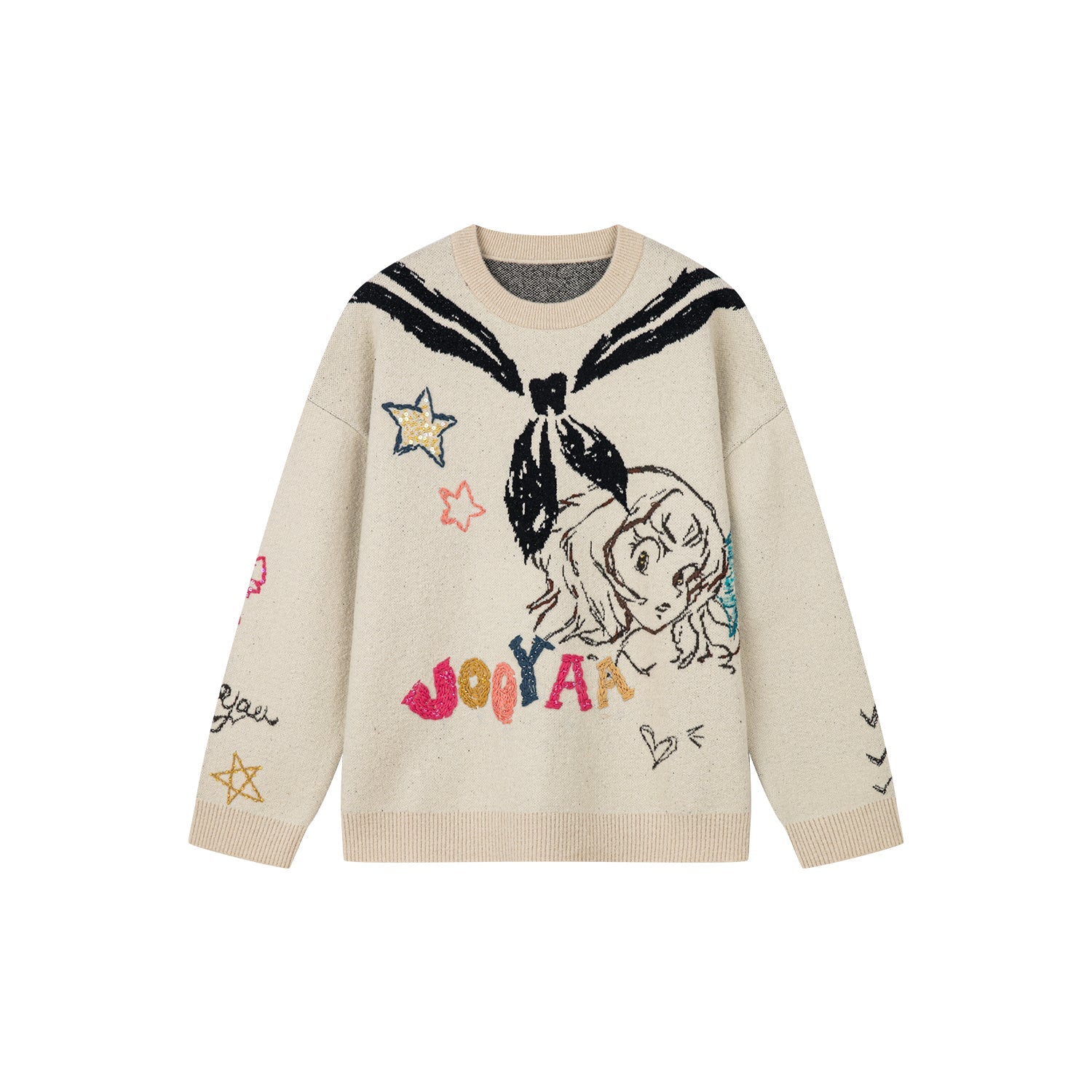 Graffiti trompe l'oeil sailor collar anime girl sweater