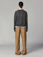 Exposed lining wool cardigan