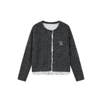 Exposed lining wool cardigan