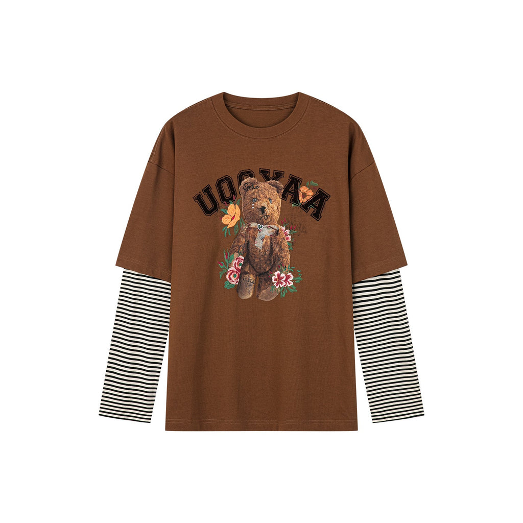 Double layered long-sleeve t-shirt with bear
