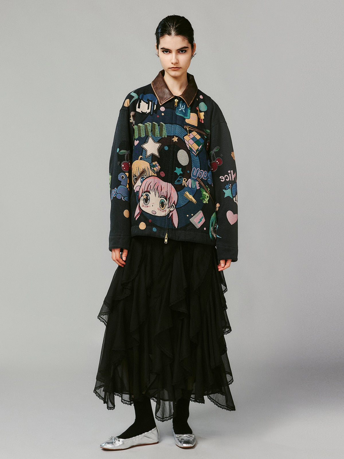 Anime girl tapestry workwear jacket