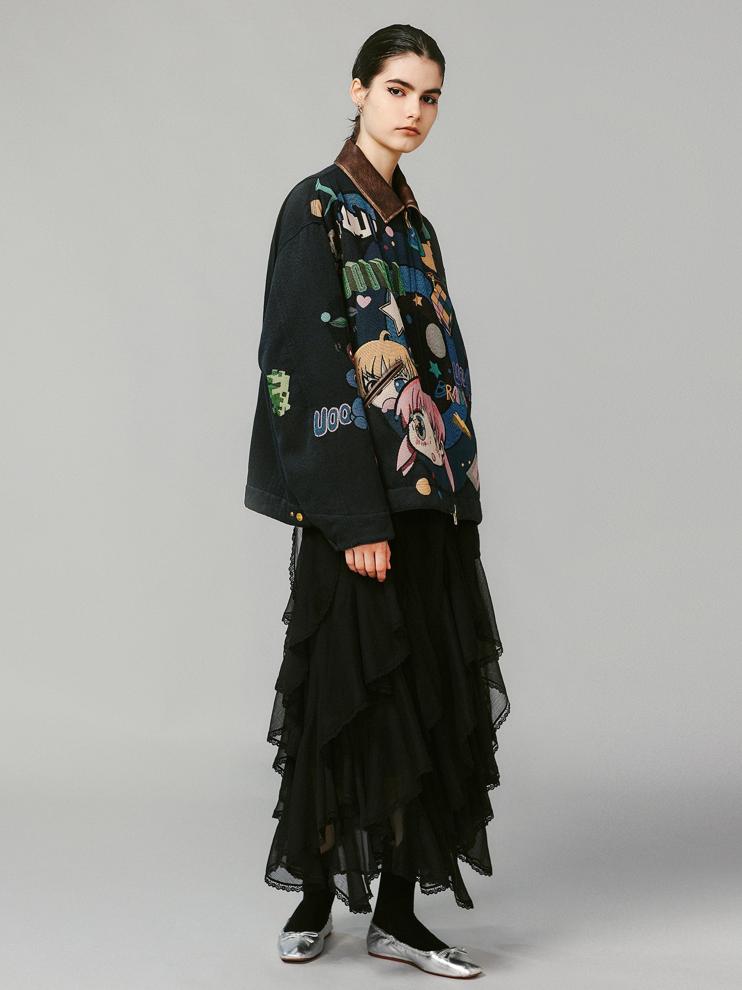 Anime girl tapestry workwear jacket