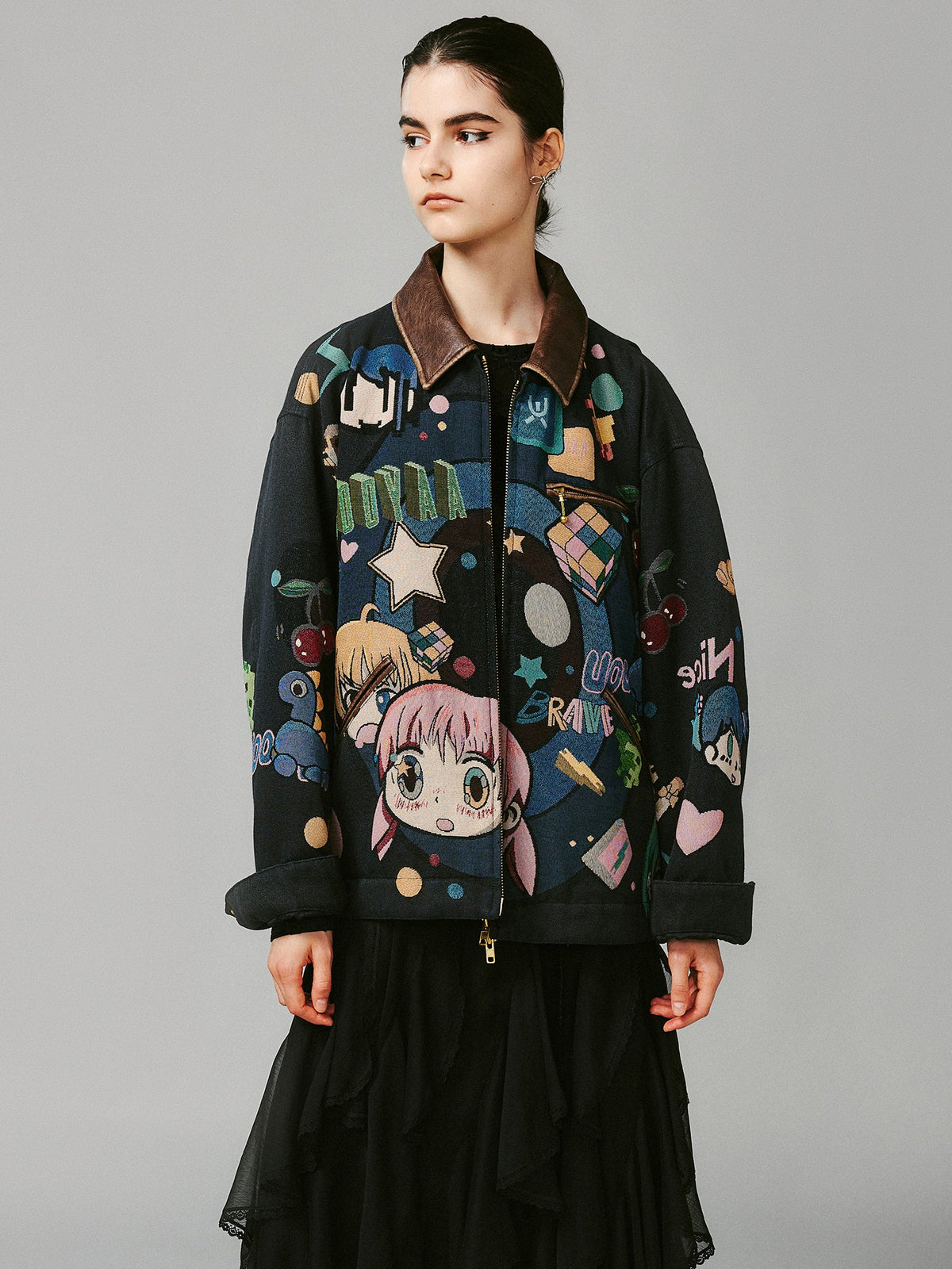 Anime girl tapestry workwear jacket