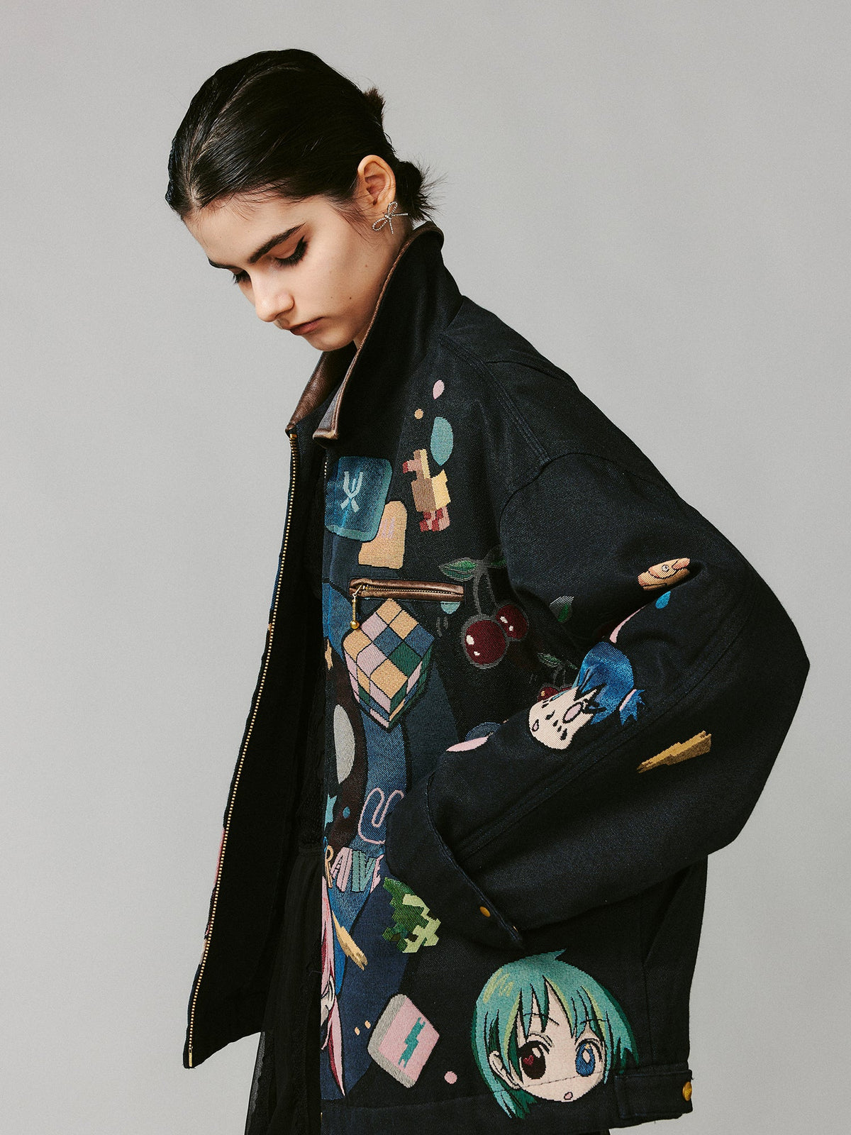 Anime girl tapestry workwear jacket