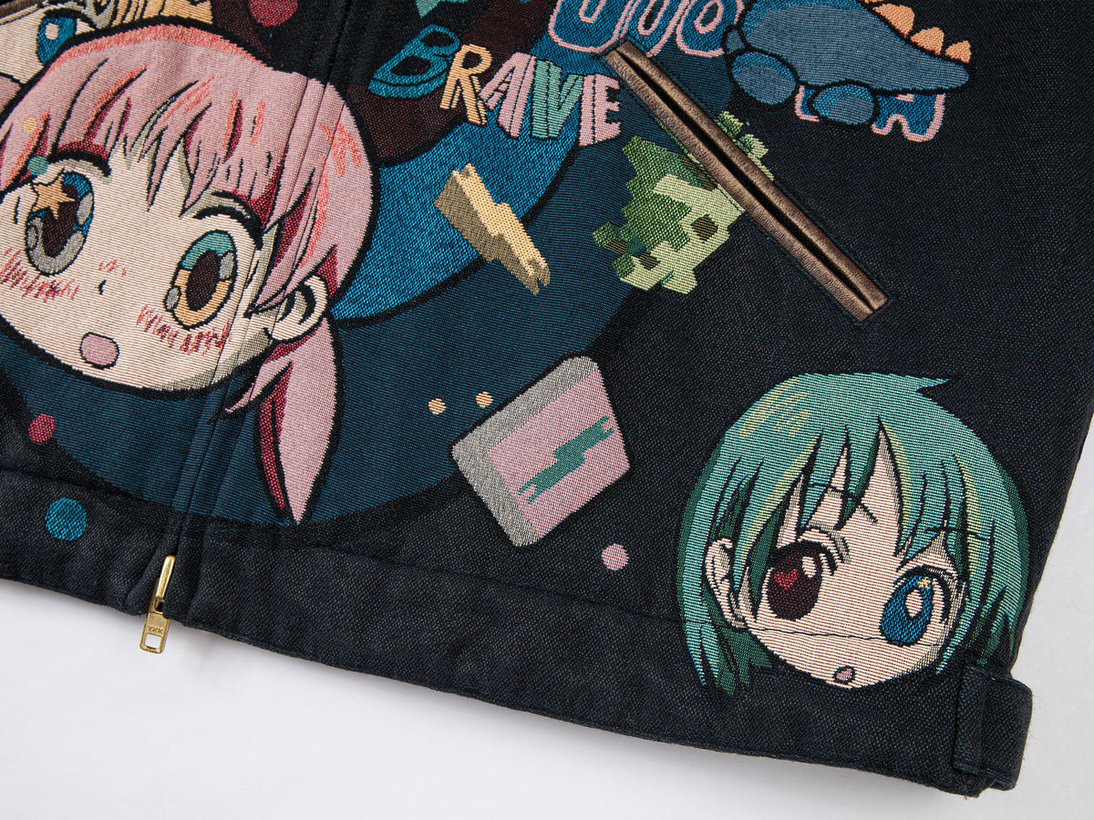 Anime girl tapestry workwear jacket