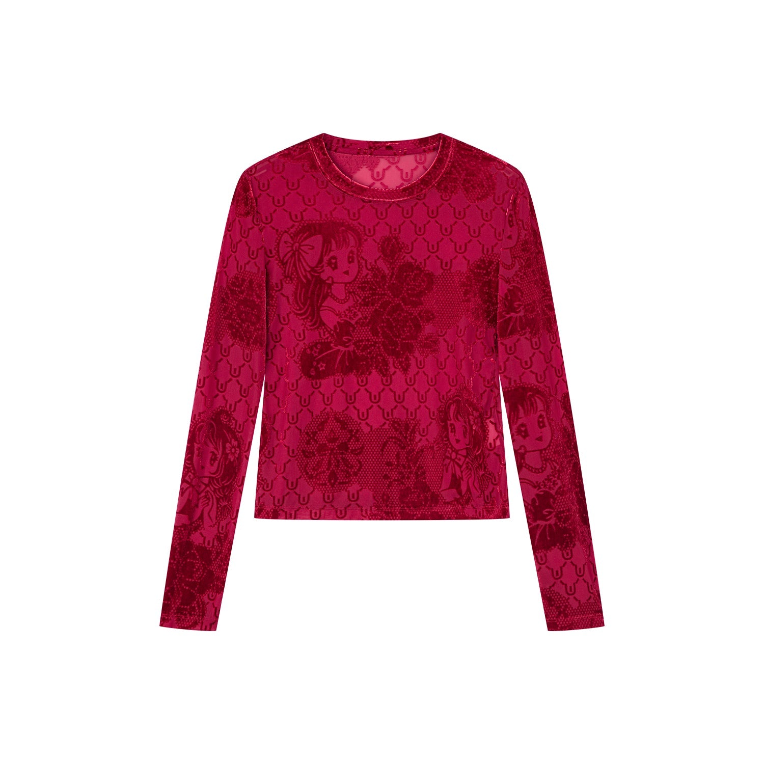 Anime girl velvet burnout t-shirt