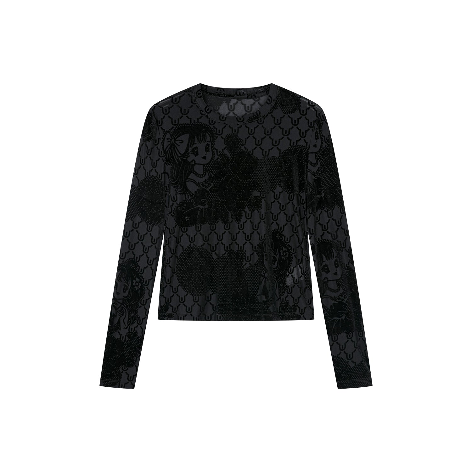 Anime girl velvet burnout t-shirt