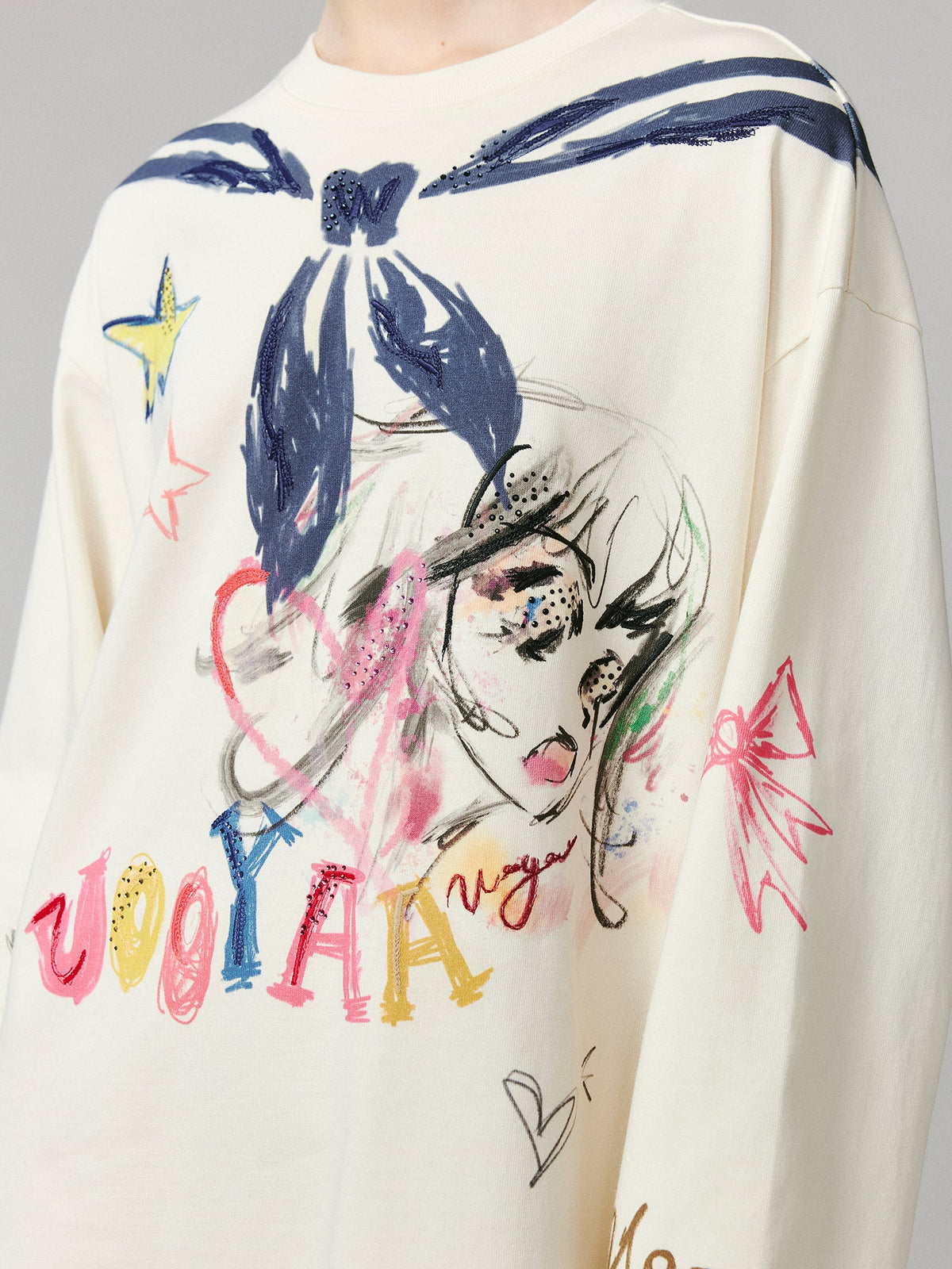 Graffiti trompe l'oeil sailor anime girl long-sleeve dress