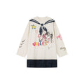 Graffiti trompe l'oeil sailor anime girl long-sleeve dress