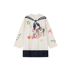 Graffiti trompe l'oeil sailor anime girl long-sleeve dress