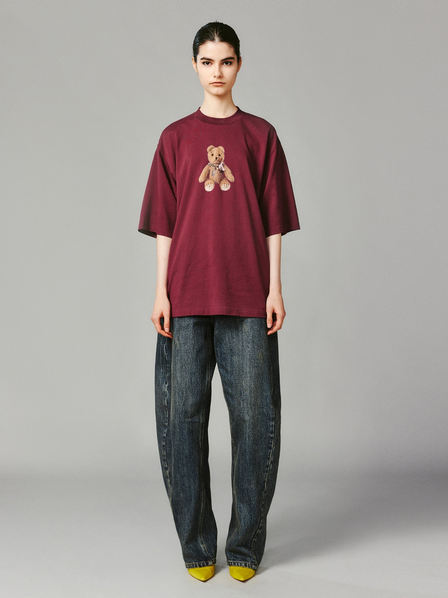 Washed curved blade jeans