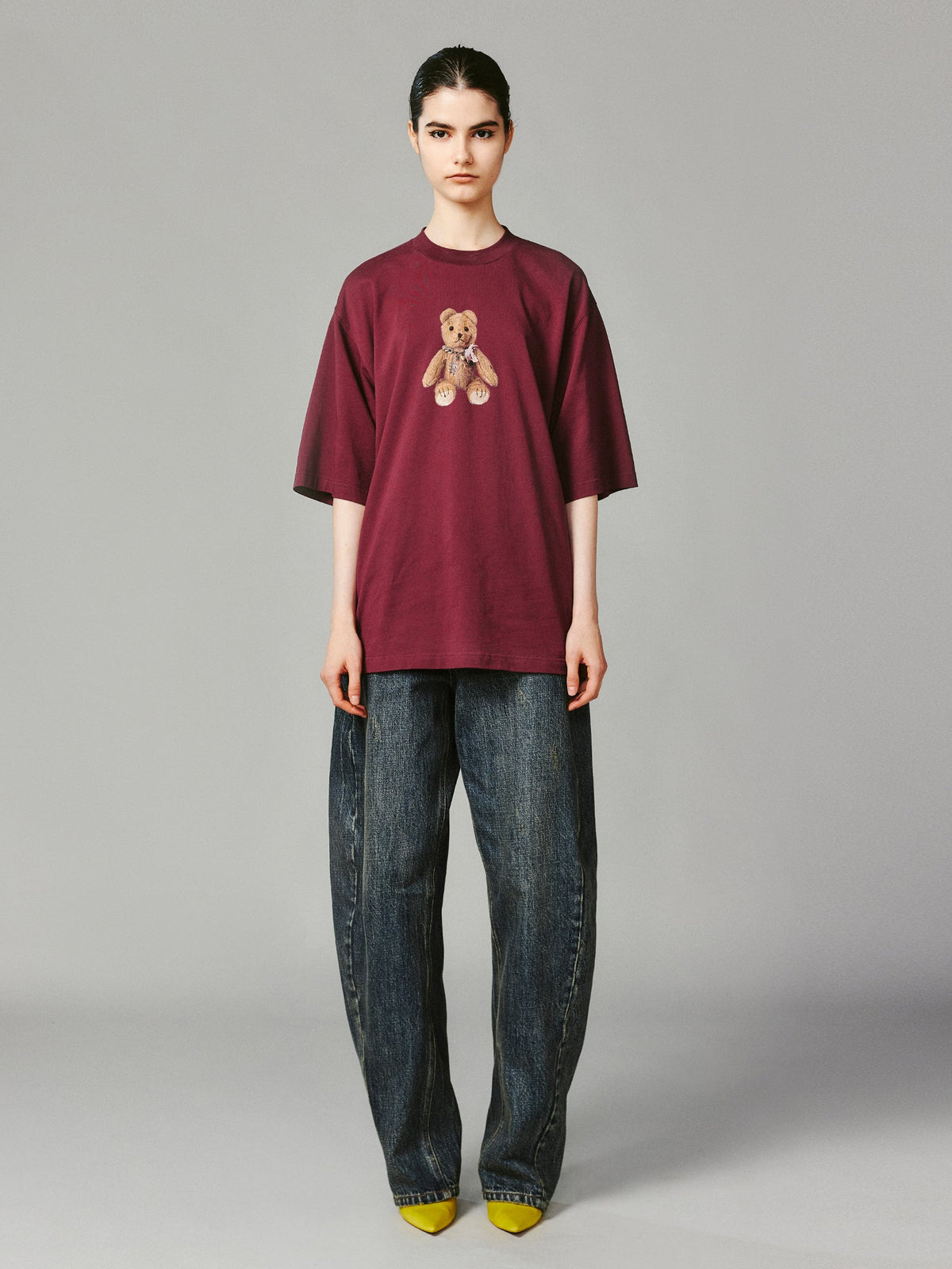 Washed curved blade jeans