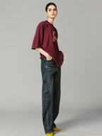 Washed curved blade jeans