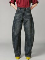 Washed curved blade jeans