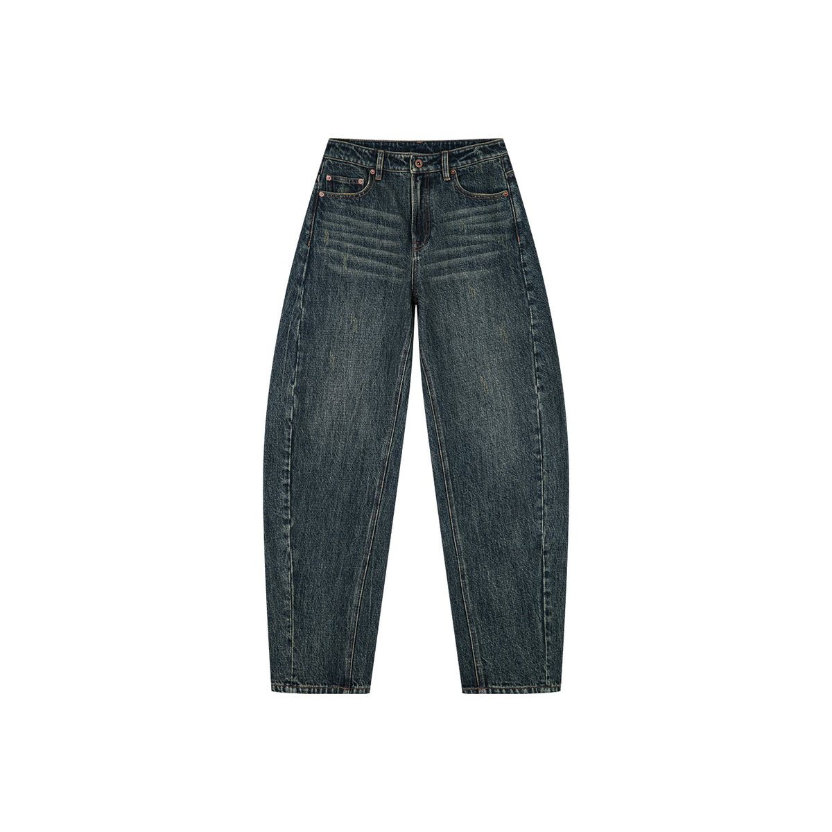 Washed curved blade jeans