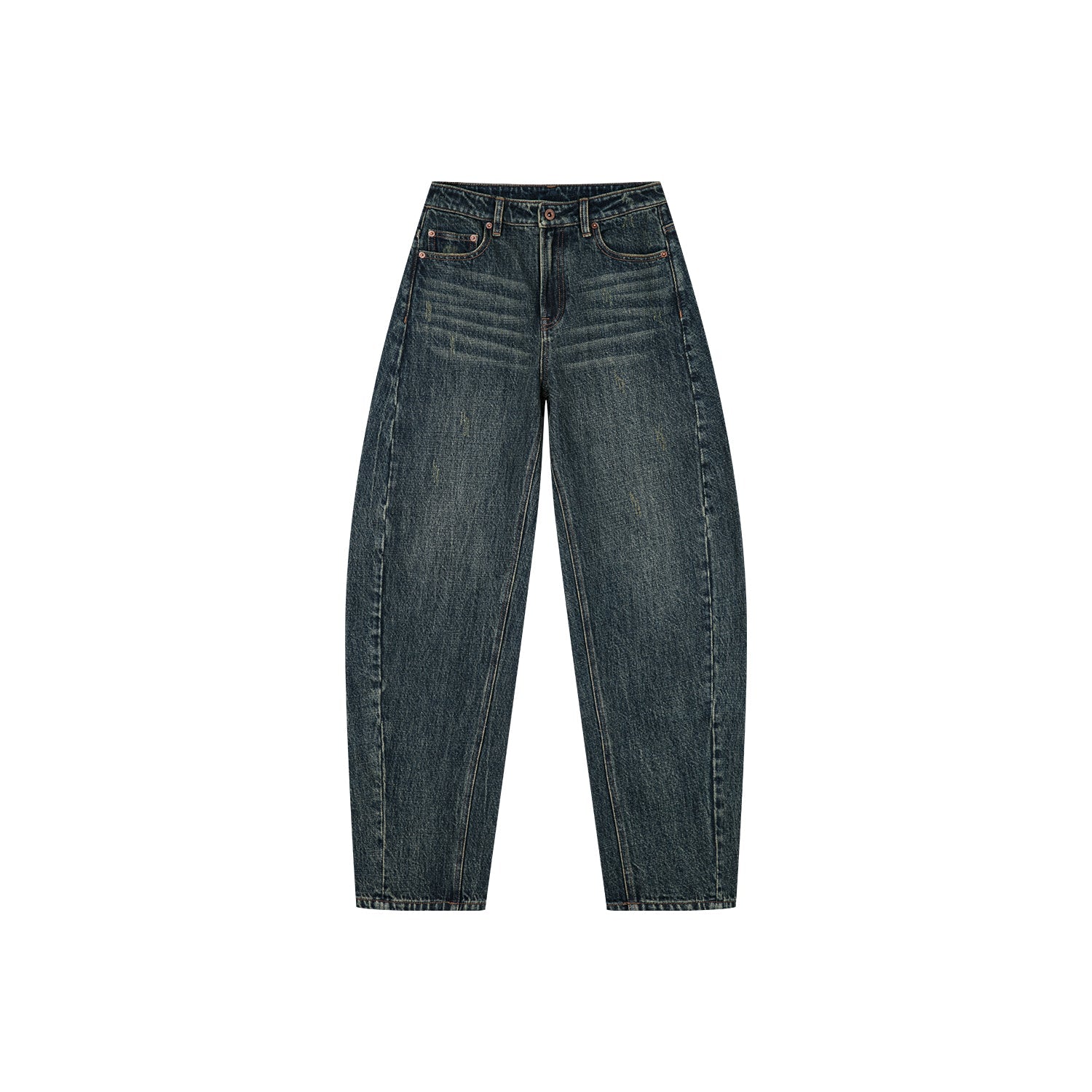 Washed curved blade jeans