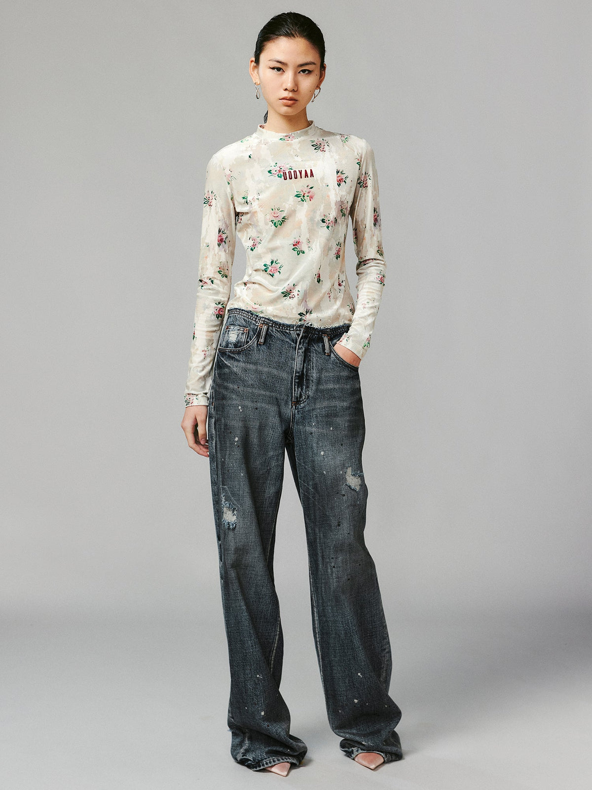 Paint-splatter jeans