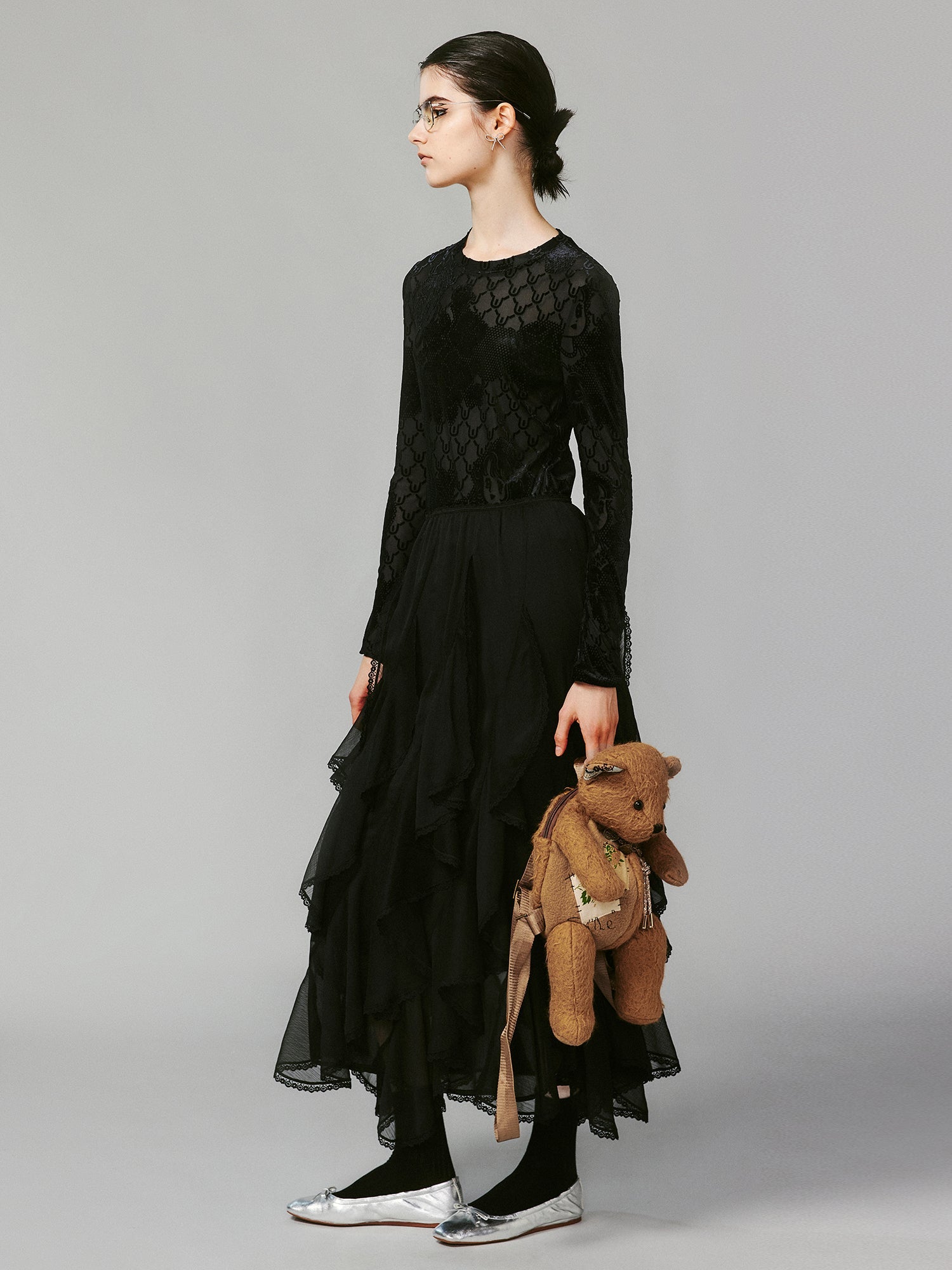 Ruffled A-line skirt