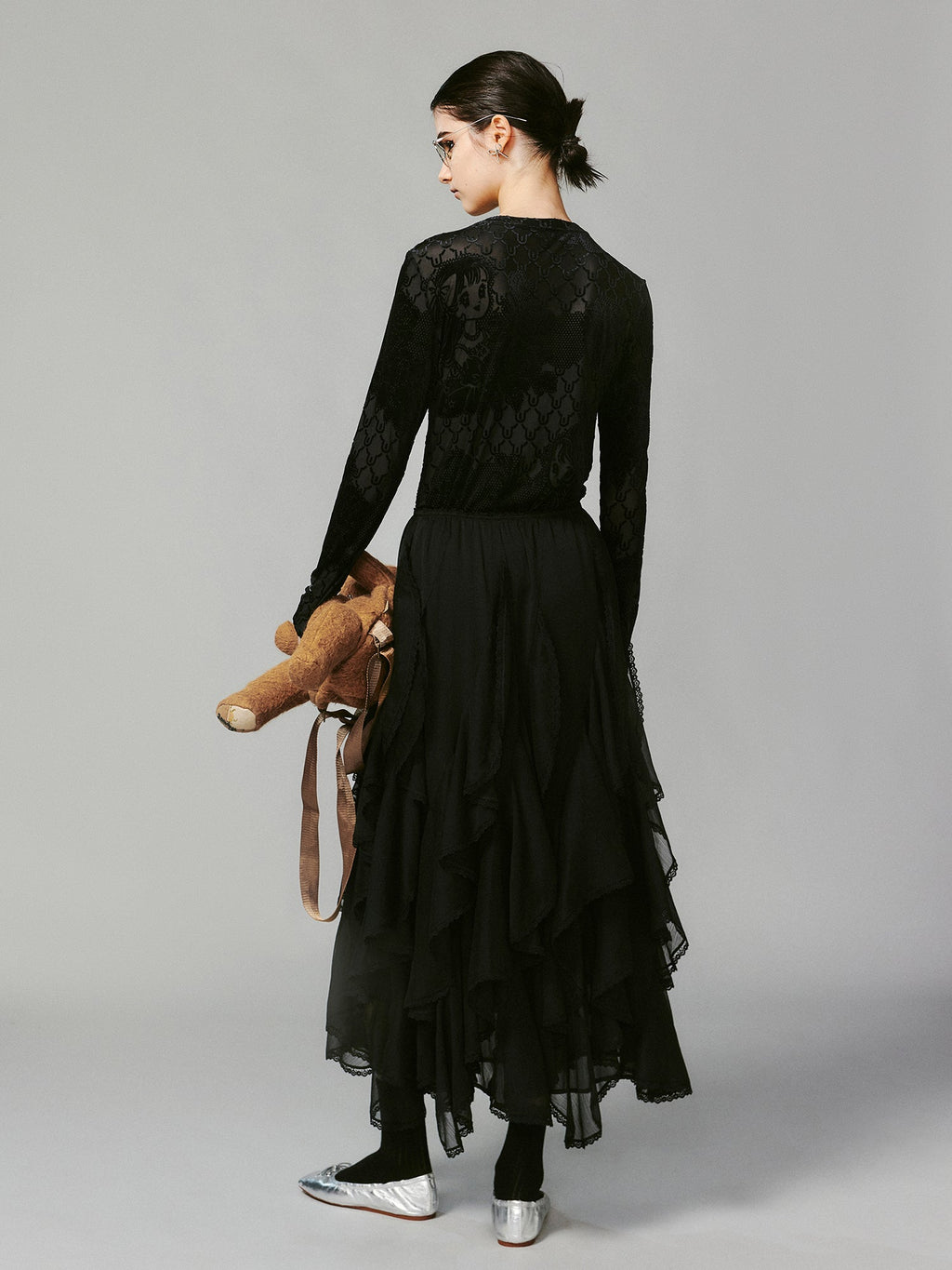 Ruffled A-line skirt