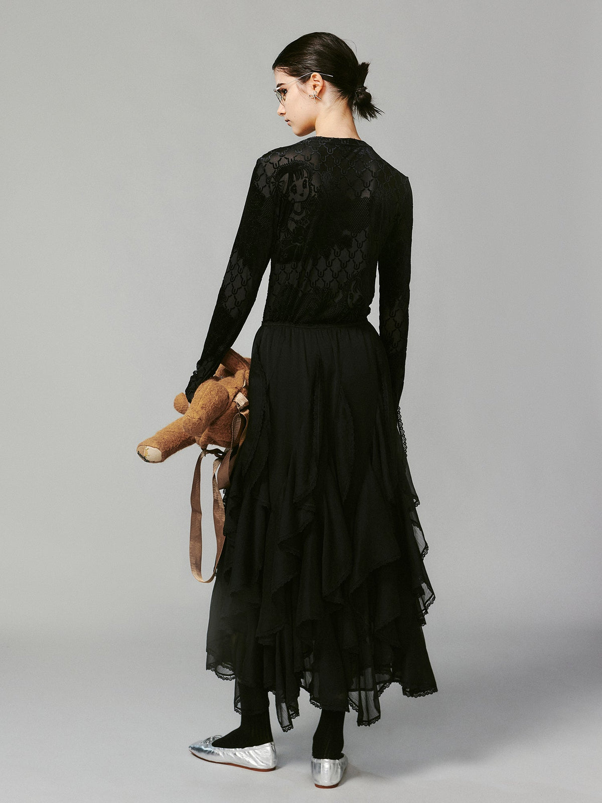 Ruffled A-line skirt