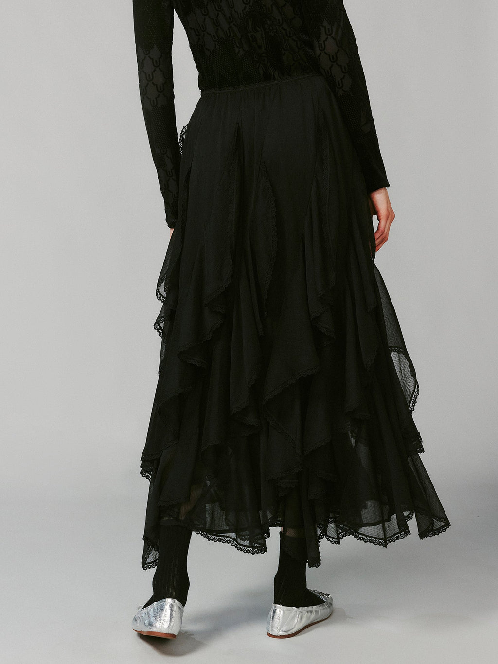 Ruffled A-line skirt