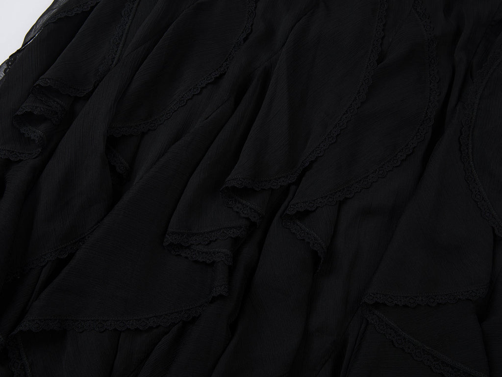 Ruffled A-line skirt