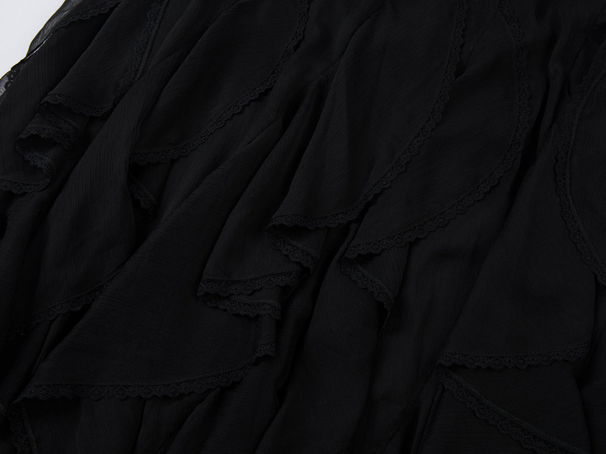 Ruffled A-line skirt
