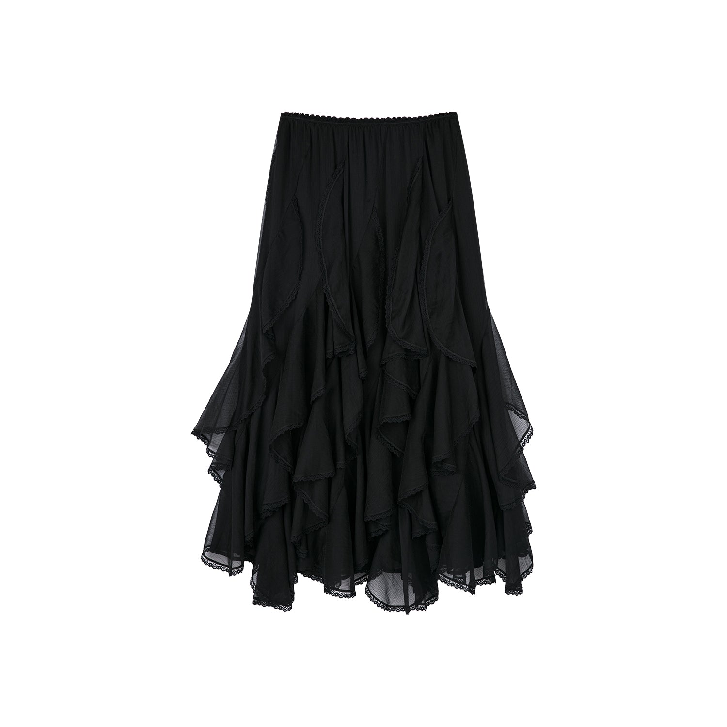 Ruffled A-line skirt