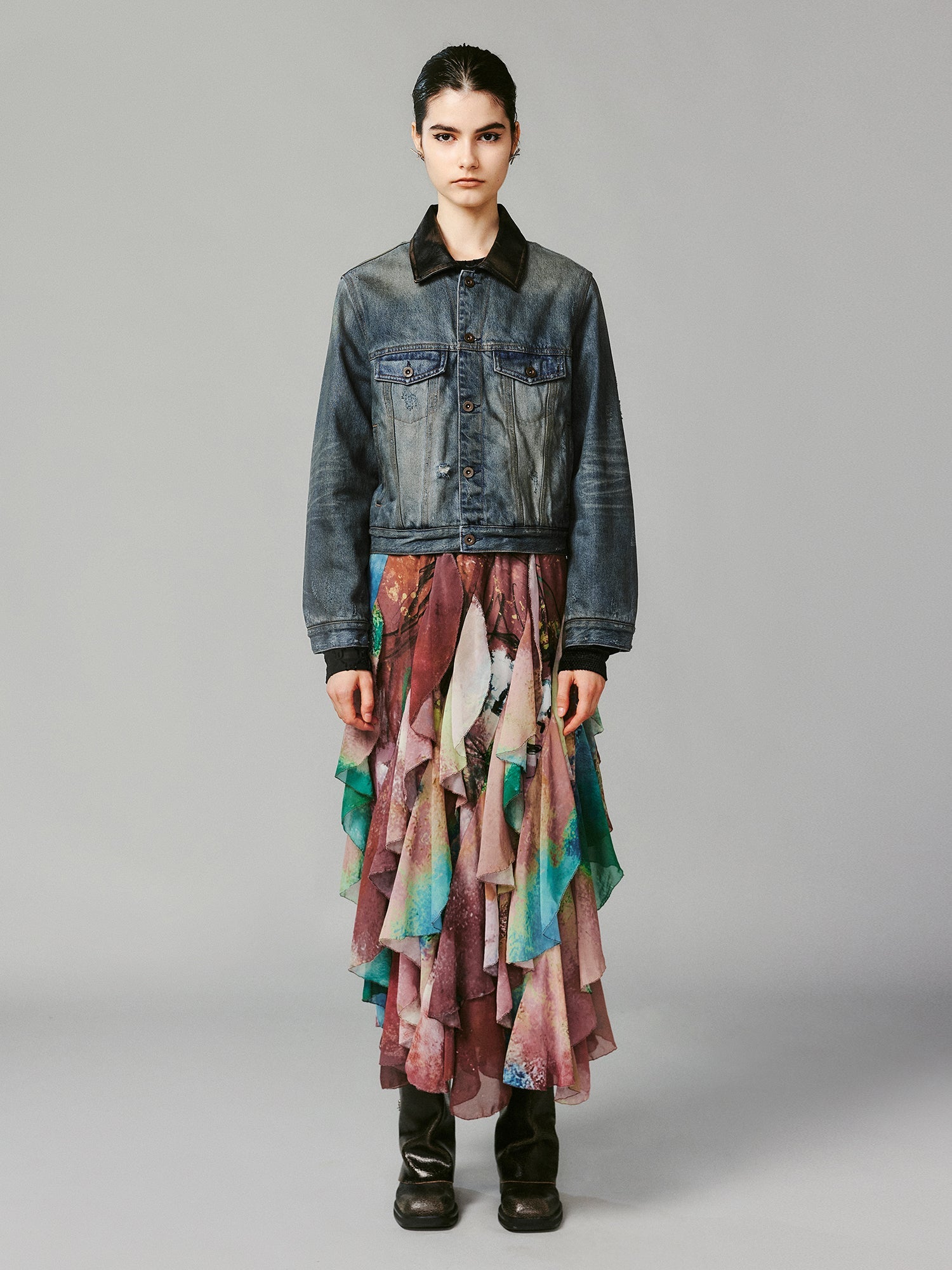 Ruffled A-line skirt