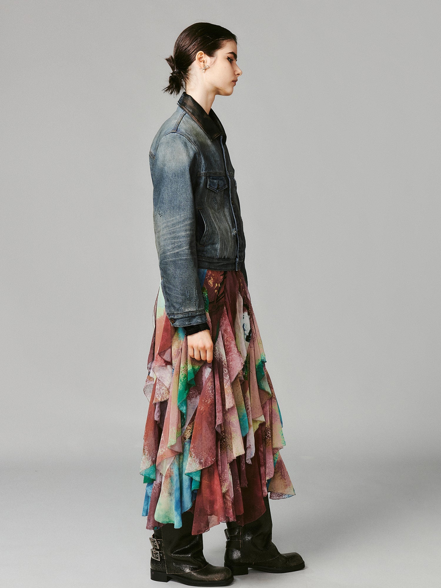 Ruffled A-line skirt