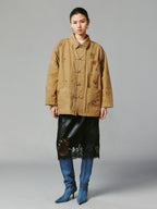 Floral embroidered and beaded workwear jacket